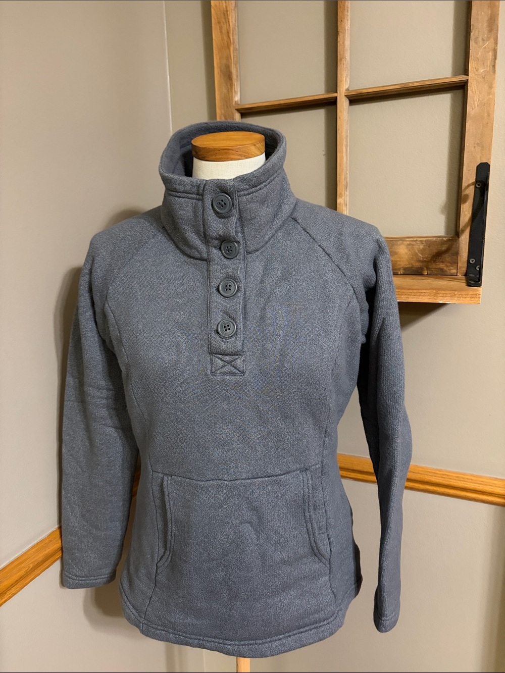 Columbia Women's cozy Gray Button-Up Funnel Neck Pullover size small